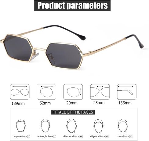 JUDOO Small Narrow Rectangle Sunglasses for Women Men Retro Y2K 90s Hexagon Frame Skinny Sunnies in Kuwait
