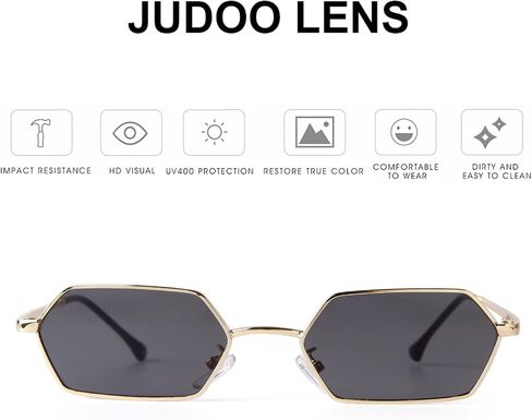 JUDOO Small Narrow Rectangle Sunglasses for Women Men Retro Y2K 90s Hexagon Frame Skinny Sunnies in Kuwait