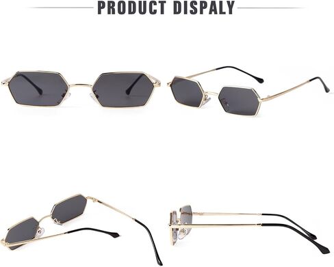 JUDOO Small Narrow Rectangle Sunglasses for Women Men Retro Y2K 90s Hexagon Frame Skinny Sunnies in Kuwait