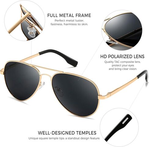 نظارة شمسية Sungait Classic Aviator للرجال نساء استقطاب UV400 حماية خمر رجعية أنيقة in Saudi Arabia