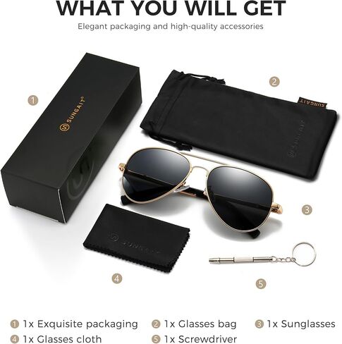 نظارة شمسية Sungait Classic Aviator للرجال نساء استقطاب UV400 حماية خمر رجعية أنيقة in Saudi Arabia