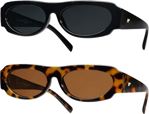 VANLINKER Trendy Retro 90s Sunglasses Womens Mens Vintage Oval Frame Polarized Small Shades VL9782 in Kuwait