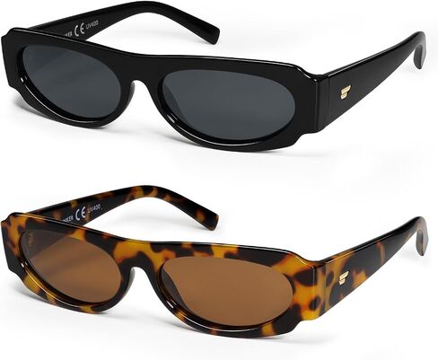 VANLINKER Trendy Retro 90s Sunglasses Womens Mens Vintage Oval Frame Polarized Small Shades VL9782 in Kuwait