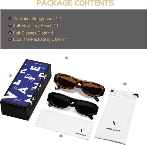 VANLINKER Trendy Retro 90s Sunglasses Womens Mens Vintage Oval Frame Polarized Small Shades VL9782 in Kuwait