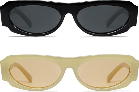 VANLINKER Trendy Retro 90s Sunglasses Womens Mens Vintage Oval Frame Polarized Small Shades VL9782 in Kuwait