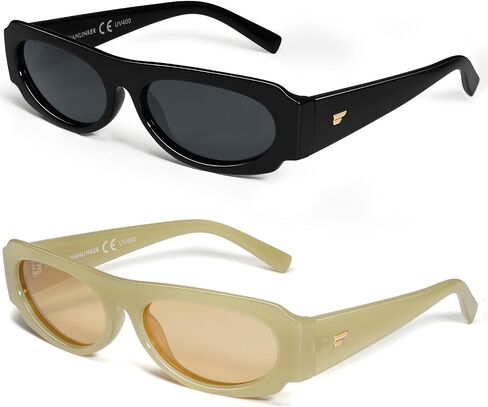 VANLINKER Trendy Retro 90s Sunglasses Womens Mens Vintage Oval Frame Polarized Small Shades VL9782 in Kuwait