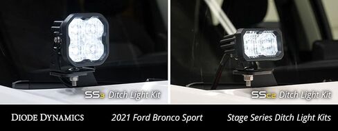 Diode Dynamics Stage Series Backlit Ditch Light Kit متوافق مع Ford Bronco Sport 2021-2025 ، C2 1.0 Sport Yellow Combo in Saudi Arabia