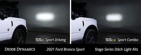 Diode Dynamics Stage Series Backlit Ditch Light Kit متوافق مع Ford Bronco Sport 2021-2025 ، C2 1.0 Sport Yellow Combo in Saudi Arabia