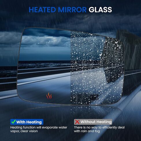 Passenger Right Side Heated Mirror Glass 68050298AA 68079362AA Compatible With Dodge Ram 1500 2500 2009-2018 Passenger Right Side Rear View Mirror Convex Glass with Rear Holder & Backing Plate in Saudi Arabia