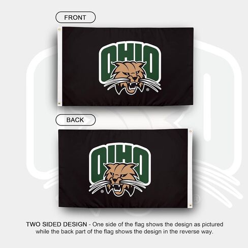 Desert Cactus Ohio University OU Flag - 3 x 5 Feet Bobcats Banner, Indoor/Outdoor Durable Fabric, 100% Polyester Design (Style 1) in Saudi Arabia