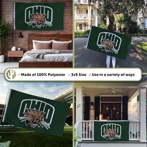 Desert Cactus Ohio University OU Flag - 3 × 5 أقدام بوبكاتس ، نسيج متين داخلي/خارجي ، تصميم البوليستر بنسبة 100 ٪ (النمط 1) in Saudi Arabia