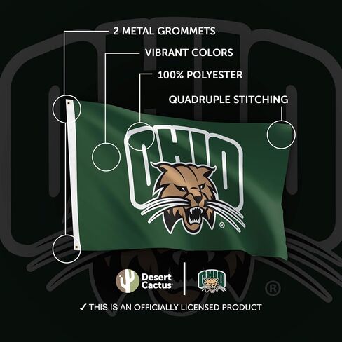 Desert Cactus Ohio University OU Flag - 3 × 5 أقدام بوبكاتس ، نسيج متين داخلي/خارجي ، تصميم البوليستر بنسبة 100 ٪ (النمط 1) in Saudi Arabia