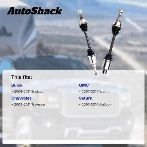 Autoshack الخلفية الخلفية اليسرى CV Axle Rambly استبدال لعام 2009-2011 شيفروليه ترافيرس AWD 2007-2011 GMC Acadia AWD 2008-2011 Buick AWD AWD 2007-2010 Saturn Outlook AWD Driver Side DSK1156 in Saudi Arabia