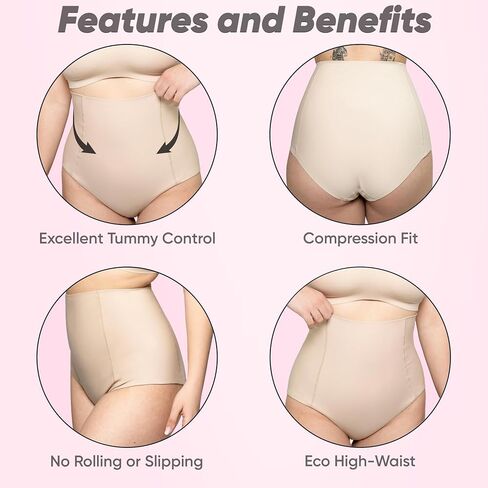 kaeruskin Eco Sustainable Mid Waisted Shapewear Briefs – Tummy Control Seamless Body Shaper Briefs - Tummy Control Underwear in Saudi Arabia