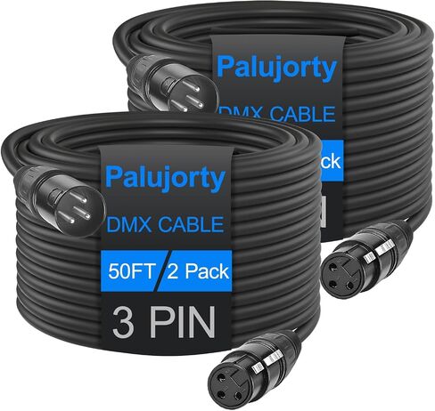 10 FT DMX Cable 3 Pin 6 Pack, Palujorty Coiled DMX Cable with Velcro for DMX lights and controllers in Saudi Arabia