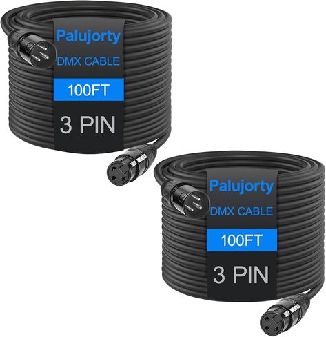 10 FT DMX Cable 3 Pin 6 Pack, Palujorty Coiled DMX Cable with Velcro for DMX lights and controllers in Saudi Arabia