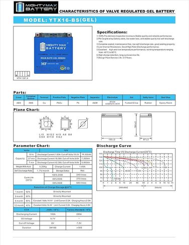 Mighty Max Battery YTX16-BS GEL Battery Replacement for FTH16-BS-1, FTZ16-BS-1 in Saudi Arabia