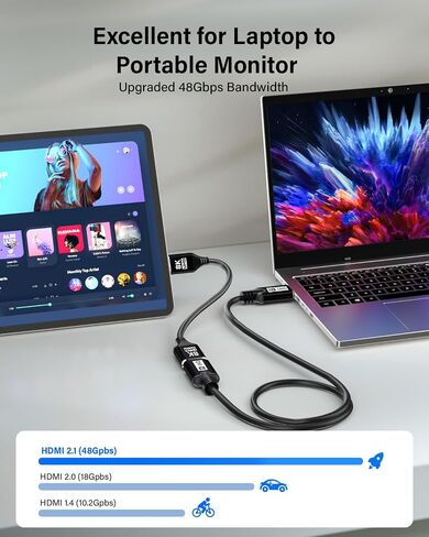 8K Mini HDMI to HDMI Adapter 2Pack, Ultra High Speed 48Gbps Bidirectional Transmission, HDMI Female to Mini HDMI with 8K@60Hz, 4K@120Hz Apply to Projector, Tablet, Graphics Card, Camcorder And More in Saudi Arabia
