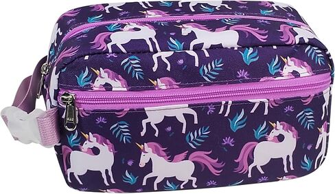 Bagseri Kids Snack Bag Girls - Reusable and Insulated Lunch Bag for Girls, Collapsible Small Lunch Box with Buckle Handle for School and Daycare, Glitter Pink Unicorn in Kuwait
