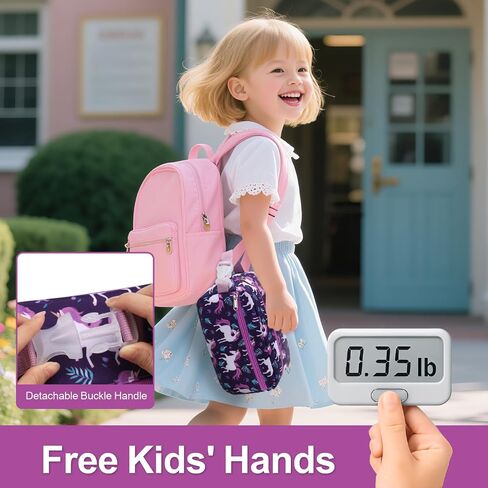 Bagseri Kids Snack Bag Girls - Reusable and Insulated Lunch Bag for Girls, Collapsible Small Lunch Box with Buckle Handle for School and Daycare, Glitter Pink Unicorn in Kuwait