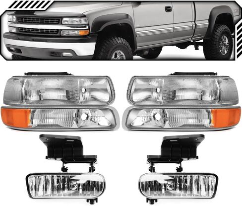 EPIC LIGHTING OE Fitment Replacement Headlights Signal Marker Lights Fog Lights Compatible with 1999-2002 Silverado Classic 2000-2006 Suburban Tahoe [ 6-Piece ] Combo Set in Saudi Arabia