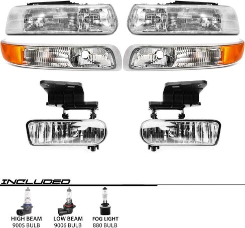 EPIC LIGHTING OE Fitment Replacement Headlights Signal Marker Lights Fog Lights Compatible with 1999-2002 Silverado Classic 2000-2006 Suburban Tahoe [ 6-Piece ] Combo Set in Saudi Arabia