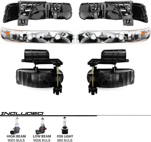 EPIC LIGHTING OE Fitment Replacement Headlights Signal Marker Lights Fog Lights Compatible with 1999-2002 Silverado Classic 2000-2006 Suburban Tahoe [ 6-Piece ] Combo Set in Saudi Arabia