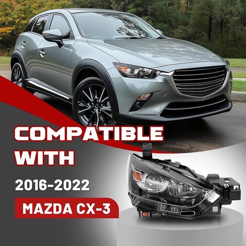 مصباح Hecasa الأمامي الهالوجين يتوافق مع 2016-2022 Mazda CX-3 استبدال MA2518173 MA2519173 مصباح مصباح الأمامي المصابي in Saudi Arabia
