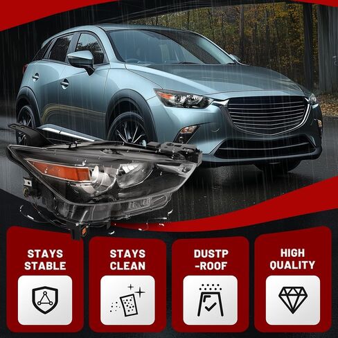 مصباح Hecasa الأمامي الهالوجين يتوافق مع 2016-2022 Mazda CX-3 استبدال MA2518173 MA2519173 مصباح مصباح الأمامي المصابي in Saudi Arabia