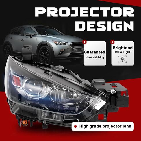 مصباح Hecasa الأمامي الهالوجين يتوافق مع 2016-2022 Mazda CX-3 استبدال MA2518173 MA2519173 مصباح مصباح الأمامي المصابي in Saudi Arabia