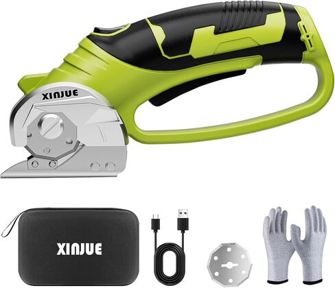 مقص كهربائي لاسلكي، قاطع صندوق من الورق المقوى عالي التحمل، قاطع دوار كهربائي قابل لإعادة الشحن مع قفل أمان وإضاءة LED للنسيج أو السجاد أو الورق أو الجلد، برتقالي in Kuwait