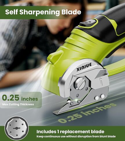 مقص كهربائي لاسلكي، قاطع صندوق من الورق المقوى عالي التحمل، قاطع دوار كهربائي قابل لإعادة الشحن مع قفل أمان وإضاءة LED للنسيج أو السجاد أو الورق أو الجلد، برتقالي in Kuwait