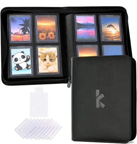 Top Loader Binder, Holds 288 Top Loaders, Include 18 Top Loaders and 100 Tabbed Card Sleeves, 9 Pocket Toploader Binders for 3" x 4" Toploader, Zipper and Ringless Trading Card Binder (Black) in Saudi Arabia