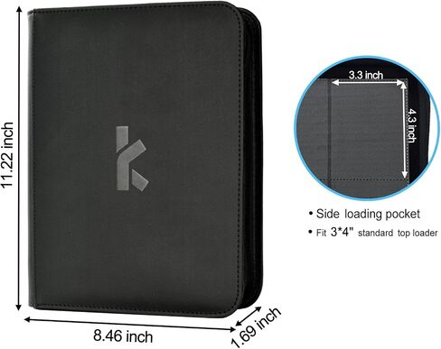 Top Loader Binder, Holds 288 Top Loaders, Include 18 Top Loaders and 100 Tabbed Card Sleeves, 9 Pocket Toploader Binders for 3" x 4" Toploader, Zipper and Ringless Trading Card Binder (Black) in Saudi Arabia