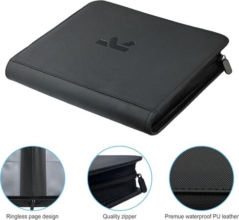 Top Loader Binder, Holds 288 Top Loaders, Include 18 Top Loaders and 100 Tabbed Card Sleeves, 9 Pocket Toploader Binders for 3" x 4" Toploader, Zipper and Ringless Trading Card Binder (Black) in Saudi Arabia