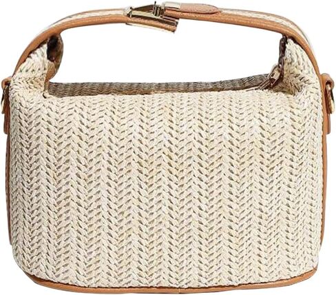 Gorglitter Women's Straw Clutch محافظًا يدويًا مقبضًا منسوجًا على مقبض القبض على أكياس كروسة in Saudi Arabia
