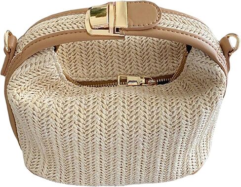 Gorglitter Women's Straw Clutch محافظًا يدويًا مقبضًا منسوجًا على مقبض القبض على أكياس كروسة in Saudi Arabia