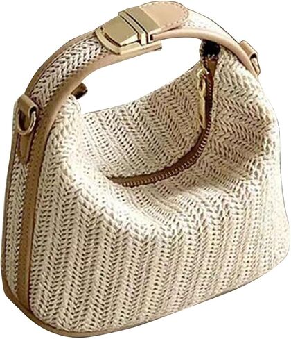 Gorglitter Women's Straw Clutch محافظًا يدويًا مقبضًا منسوجًا على مقبض القبض على أكياس كروسة in Saudi Arabia