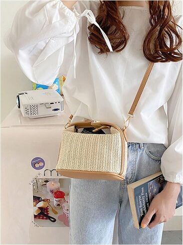 Gorglitter Women's Straw Clutch محافظًا يدويًا مقبضًا منسوجًا على مقبض القبض على أكياس كروسة in Saudi Arabia