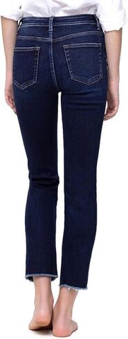 VERVET by Flying Monkey Women's Super High Rise Raw Hem Slim Straight Jeans in Saudi Arabia