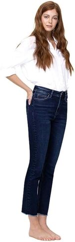 VERVET by Flying Monkey Women's Super High Rise Raw Hem Slim Straight Jeans in Saudi Arabia