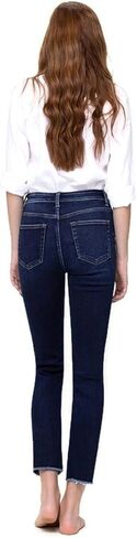 VERVET by Flying Monkey Women's Super High Rise Raw Hem Slim Straight Jeans in Saudi Arabia