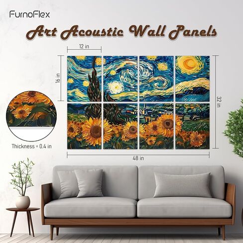 FurnoFlexArt Acoustic Panels Tiles Decorative Room Sound Proof Foam Absorbing Panels Noise Dampening Canceling Reducing Blocker for Walls (Serene Lake, Art) in Saudi Arabia