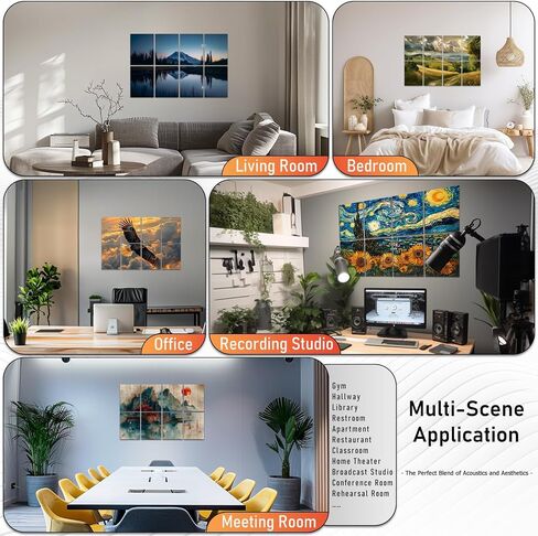 FurnoFlexArt Acoustic Panels Tiles Decorative Room Sound Proof Foam Absorbing Panels Noise Dampening Canceling Reducing Blocker for Walls (Serene Lake, Art) in Saudi Arabia