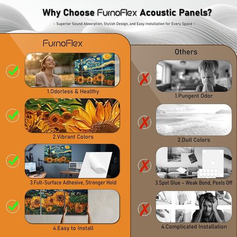 FurnoFlexArt Acoustic Panels Tiles Decorative Room Sound Proof Foam Absorbing Panels Noise Dampening Canceling Reducing Blocker for Walls (Serene Lake, Art) in Saudi Arabia