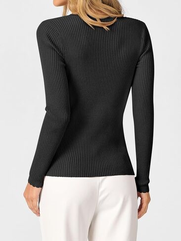 ANRABESS Womens Ribbed Fitted Sweater Long Sleeve Shirts Scoop Neck Lightweight Casual Knit Slim Tops 2025 Fall Outfits in Saudi Arabia