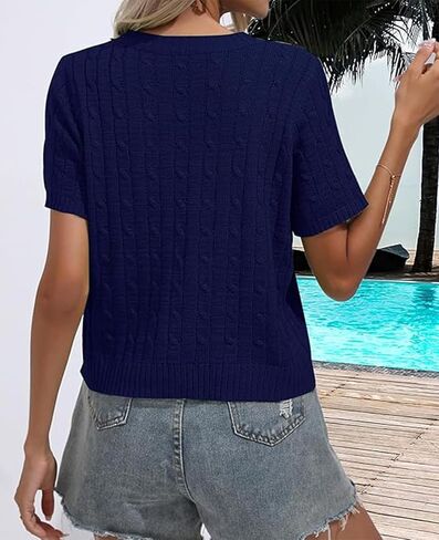 MINTLIMIT Women's Short Sleeve Sweater Tops Lightweight Pullover Shirts 2025 Spring Summer Trendy Casual Blouses in Saudi Arabia