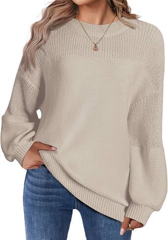 Zeagoo Women's 2025 Fall Chunky Knit Sweater Oversized Crewneck Long Sleeve Winter Cotton Pullover Sweaters Jumper Tops in Saudi Arabia