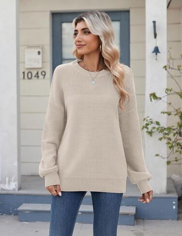 Zeagoo Women's 2025 Fall Chunky Knit Sweater Oversized Crewneck Long Sleeve Winter Cotton Pullover Sweaters Jumper Tops in Saudi Arabia