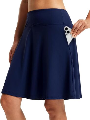 FitsT4 Sports Women's 20'' High Waisted Swim Skirt Skort Quick Dry Swimsuit Bikini Bottoms with Pockets in Kuwait